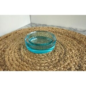 1970s Mario Pinzoni Seguso Vetri d'Arte Murano Venetian Glass Ashtray Aqua Blue